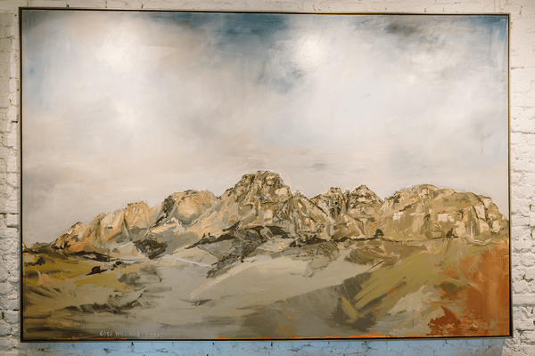 Landscape painting of mountains